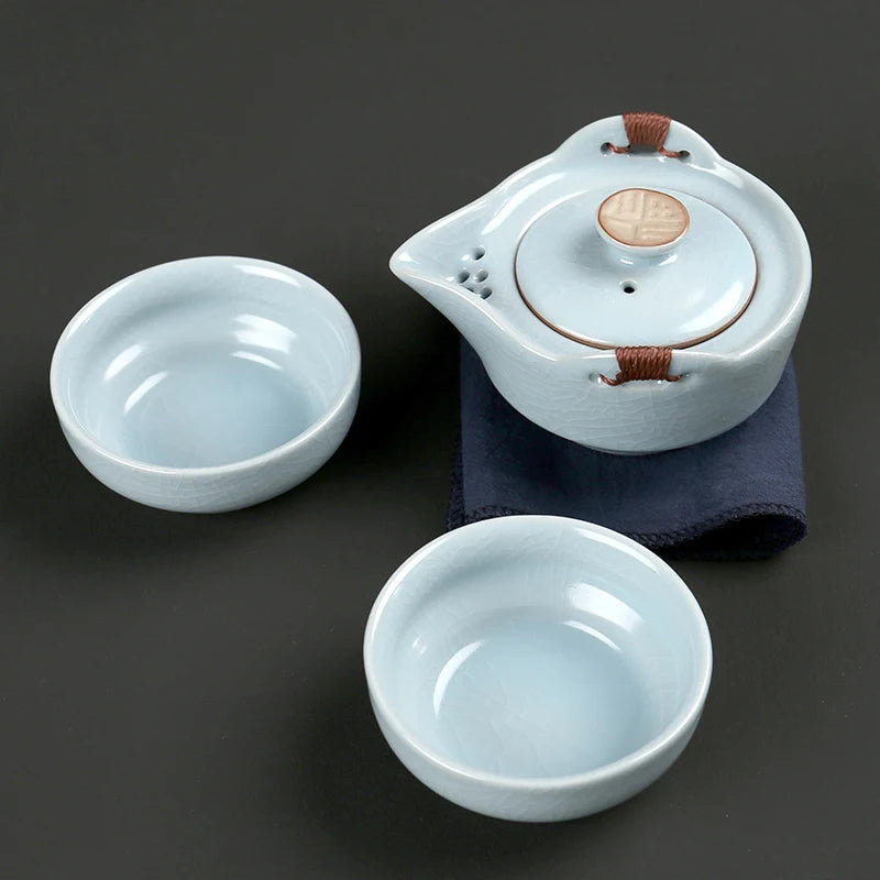 Modern Pale Green Ceramic Teaware Sets Portable Travel Tea Cup Teapot Porcelain Tea Set