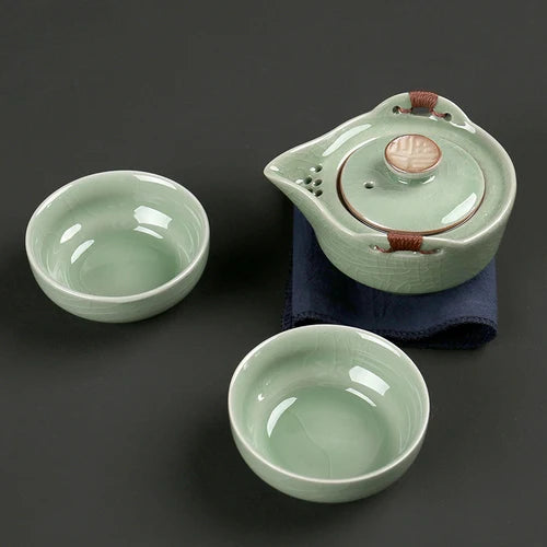 Modern Pale Green Ceramic Teaware Sets Portable Travel Tea Cup Teapot Porcelain Tea Set