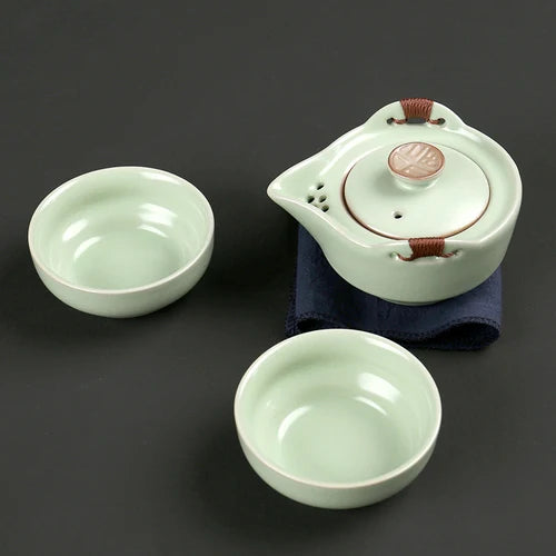 Modern Pale Green Ceramic Teaware Sets Portable Travel Tea Cup Teapot Porcelain Tea Set