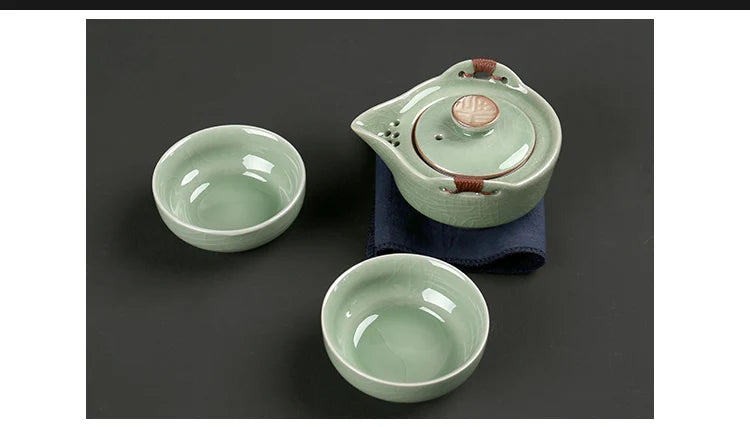 Modern Pale Green Ceramic Teaware Sets Portable Travel Tea Cup Teapot Porcelain Tea Set
