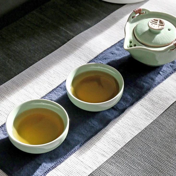 Modern Pale Green Ceramic Teaware Sets Portable Travel Tea Cup Teapot Porcelain Tea Set