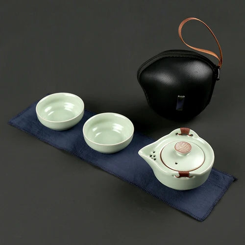 Modern Pale Green Ceramic Teaware Sets Portable Travel Tea Cup Teapot Porcelain Tea Set