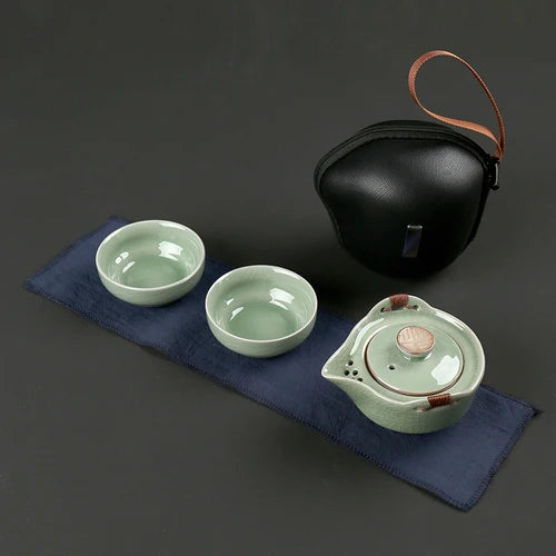 Modern Pale Green Ceramic Teaware Sets Portable Travel Tea Cup Teapot Porcelain Tea Set