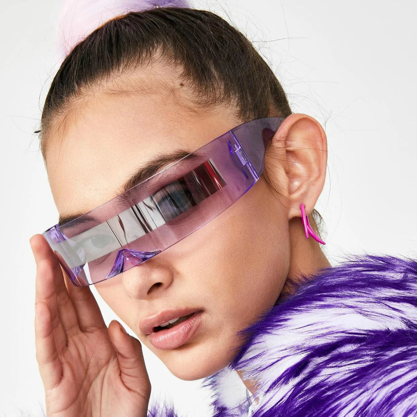 Futuristic Narrow Visor Sunglasses Personality Mirrored Lens Eyewear Glasses
