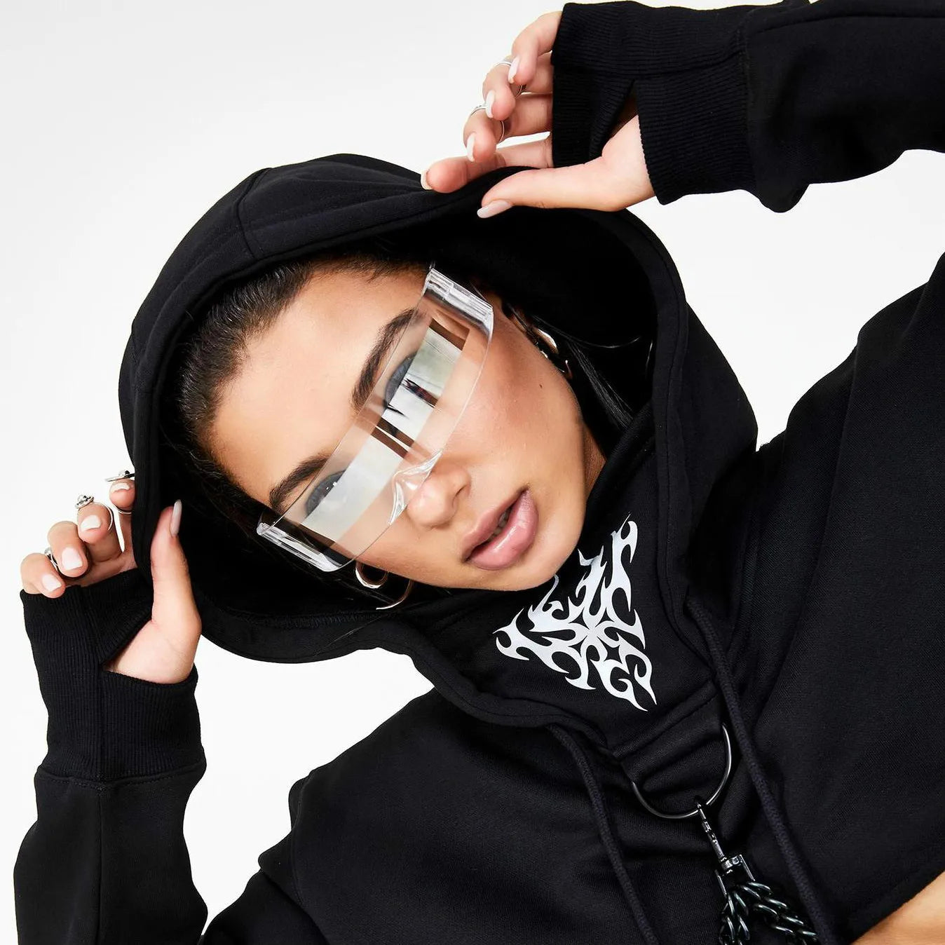Futuristic Narrow Visor Sunglasses Personality Mirrored Lens Eyewear Glasses