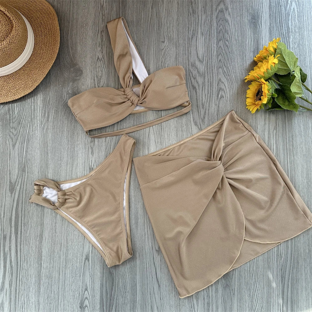 Swimwear with Skirt - 3 Piece Floral Bikini Set for Women