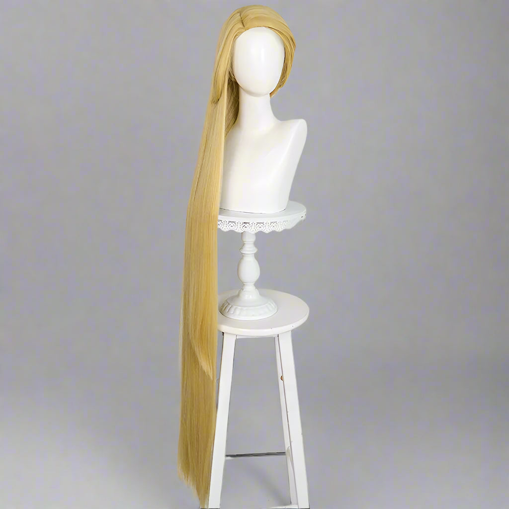 Rapunzel Cosplay Wig Tangled Princess Long Straight Golden Heat Resistant Synthetic Hair Anime Cosplay Wigs and Wig Cap