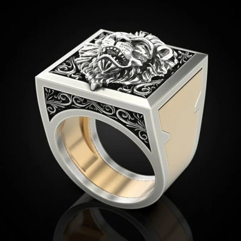 Lion Head Men's Ring Creative Storage Finger Punk Domineering Jewelry