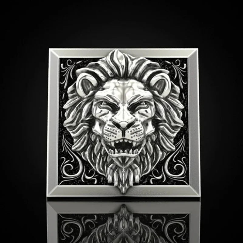 Lion Head Men's Ring Creative Storage Finger Punk Domineering Jewelry