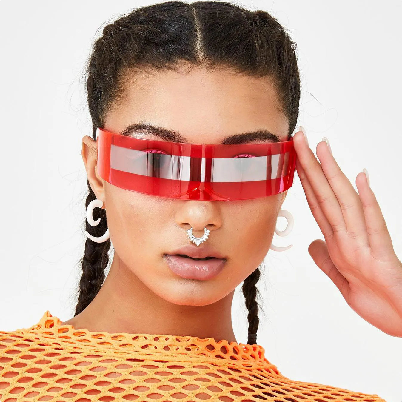 Futuristic Narrow Visor Sunglasses Personality Mirrored Lens Eyewear Glasses