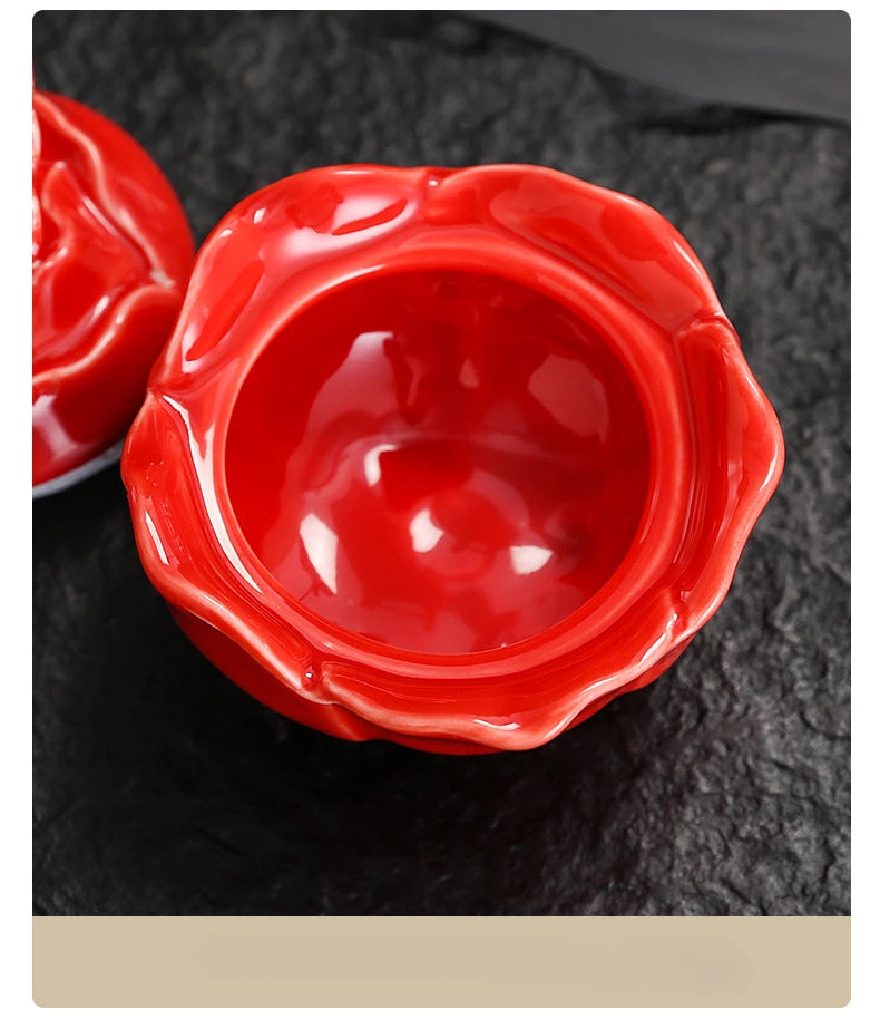 Rose Shape Butterfly Ceramic Tea Sealed Storage Tea Caddy Small Candy Jar Seasoning Storage Kitchen Container