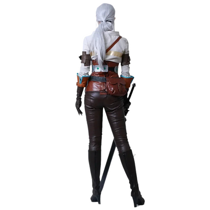 Game Ciri Cosplay Costume with Belts Gloves and Bags