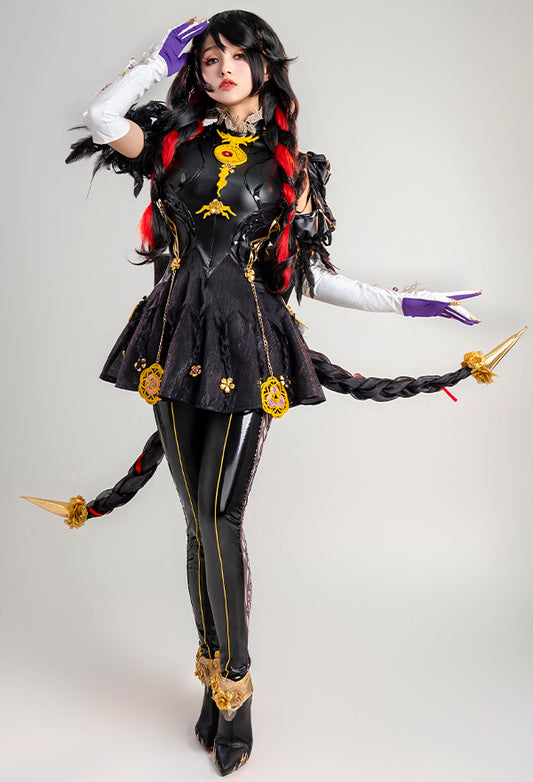 Bayonetta Cereza Cosplay Costume Backless Dress with Leggings and Gloves