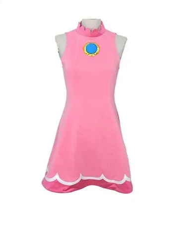 Peach Dress Cosplay Princess Costume with Crown