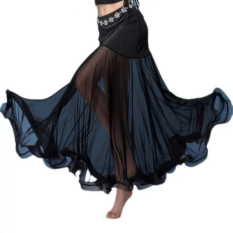 Belly Dance Practice Costume Mesh Mermaid Skirt Oriental Dance Swing