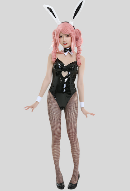 Japanese Anime Cute one piece Bunny Girl  Bodysuit Cosplay Costume (Black / Red)