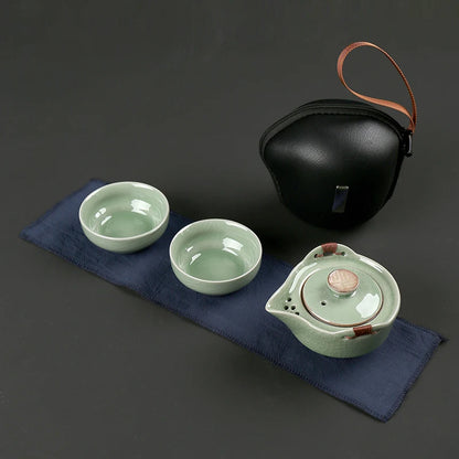 Modern Pale Green Ceramic Teaware Sets Portable Travel Tea Cup Teapot Porcelain Tea Set