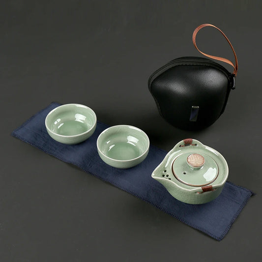Modern Pale Green Ceramic Teaware Sets Portable Travel Tea Cup Teapot Porcelain Tea Set
