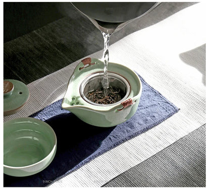 Modern Pale Green Ceramic Teaware Sets Portable Travel Tea Cup Teapot Porcelain Tea Set
