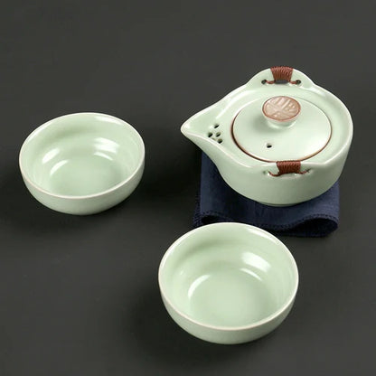 Modern Pale Green Ceramic Teaware Sets Portable Travel Tea Cup Teapot Porcelain Tea Set