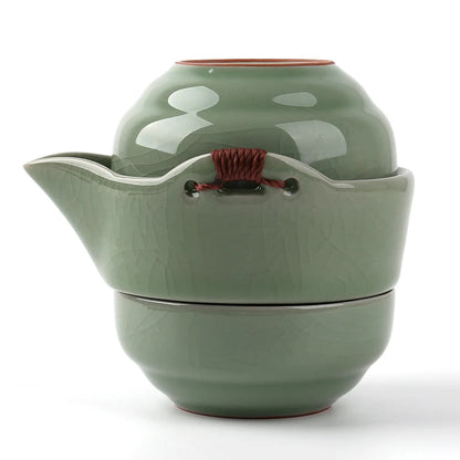 Modern Pale Green Ceramic Teaware Sets Portable Travel Tea Cup Teapot Porcelain Tea Set