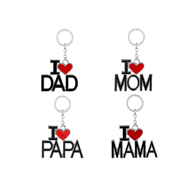 I Love Dad MOM PAPA Keychain Mother Father 's Day Jewelry Valentine' s Gift