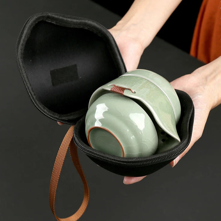 Modern Pale Green Ceramic Teaware Sets Portable Travel Tea Cup Teapot Porcelain Tea Set