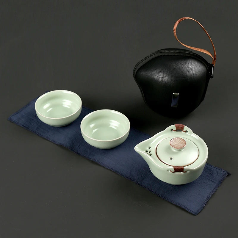 Modern Pale Green Ceramic Teaware Sets Portable Travel Tea Cup Teapot Porcelain Tea Set