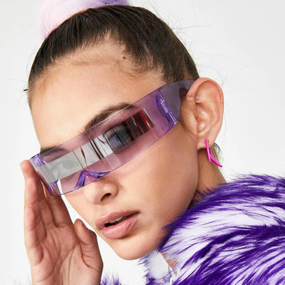 Futuristic Narrow Visor Sunglasses Personality Mirrored Lens Eyewear Glasses