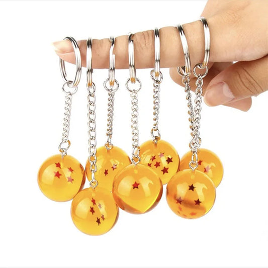 Dragon Ball Z Anime Keychain Charms - 1 to 7 Star Dragon Balls - Cosplay Accessories, Crystal Ball Resin Pendant