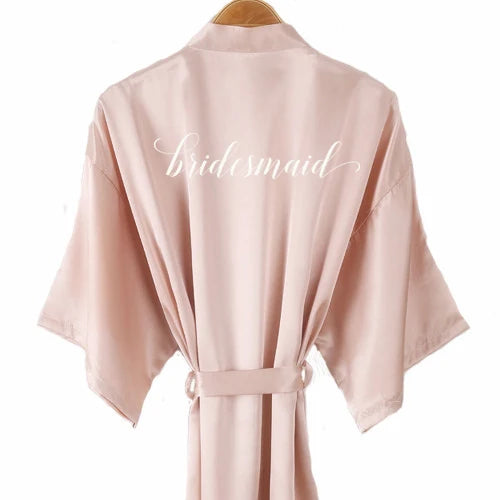 Champagne bathrobe bride satin-silk kimono bridal party sister team mother shower sleepwear bridesmaid wedding short robes