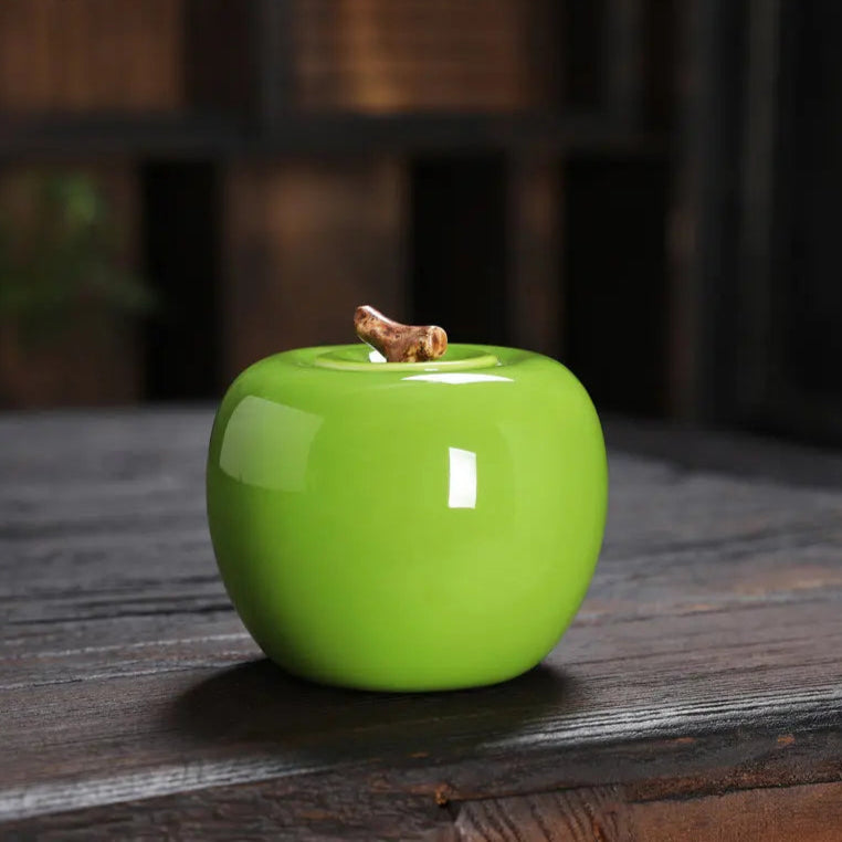 Apple Shaped Airtight Storage Tank – Ceramic Tea Canister Fruit Simulation Condiment Container