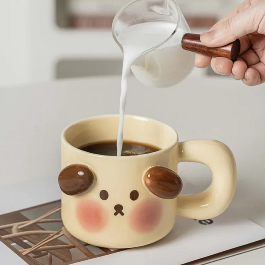 Ceramic Mugs Cartoon Puppy Three-dimensional Animals Pink Pig Cute Coffee Mug with Lid Milk Cups