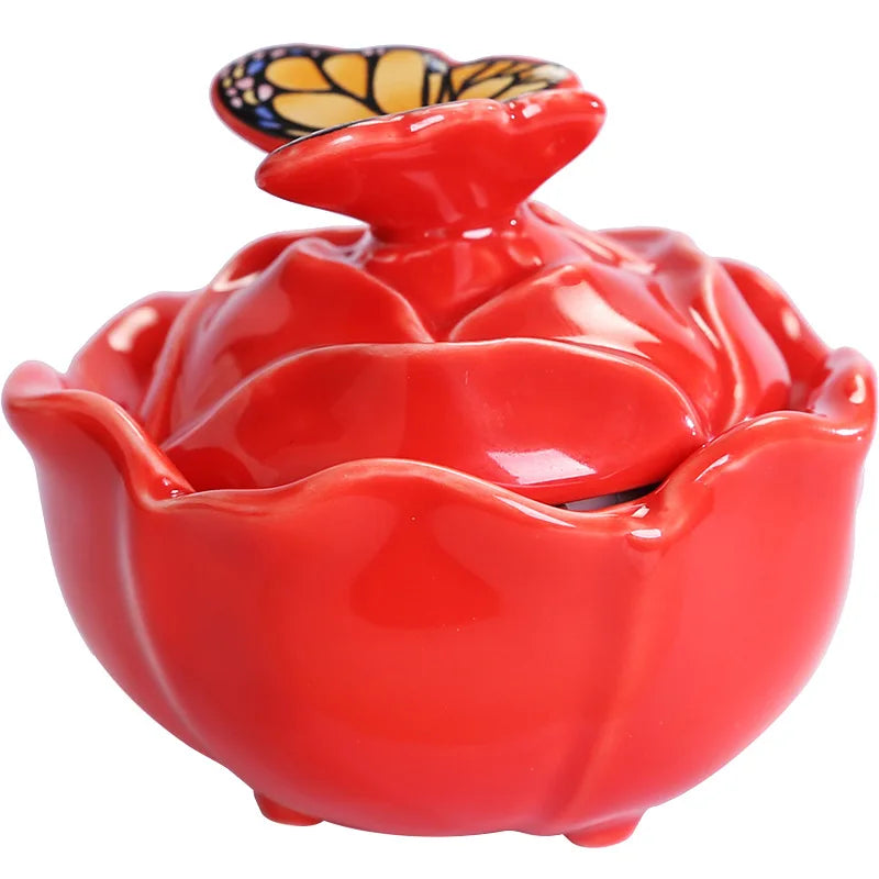 Rose Shape Butterfly Ceramic Tea Sealed Storage Tea Caddy Small Candy Jar Seasoning Storage Kitchen Container