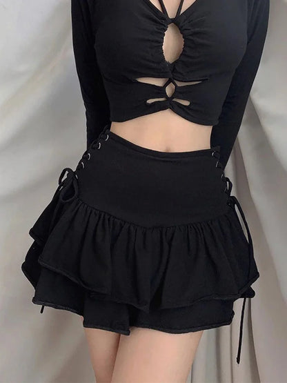 Y2K E-girl High Waist Bandage Mini Skirt